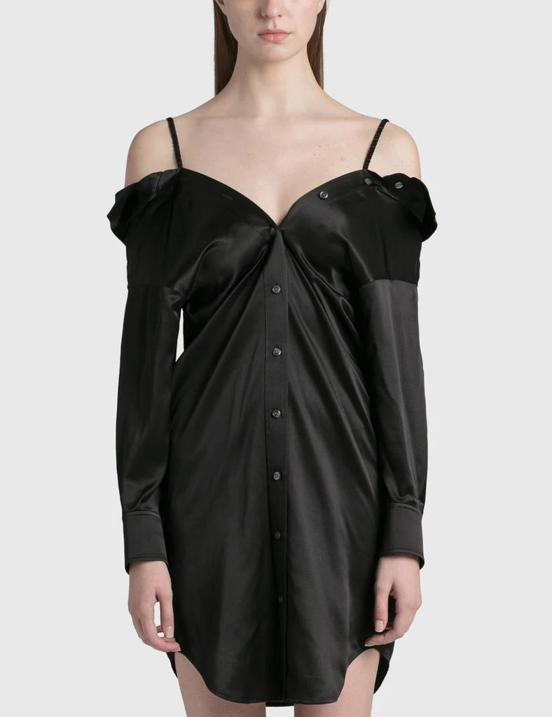 T By Alexander Wang Off The Shoulder Shirt Dress With Scrunchie Strap 1