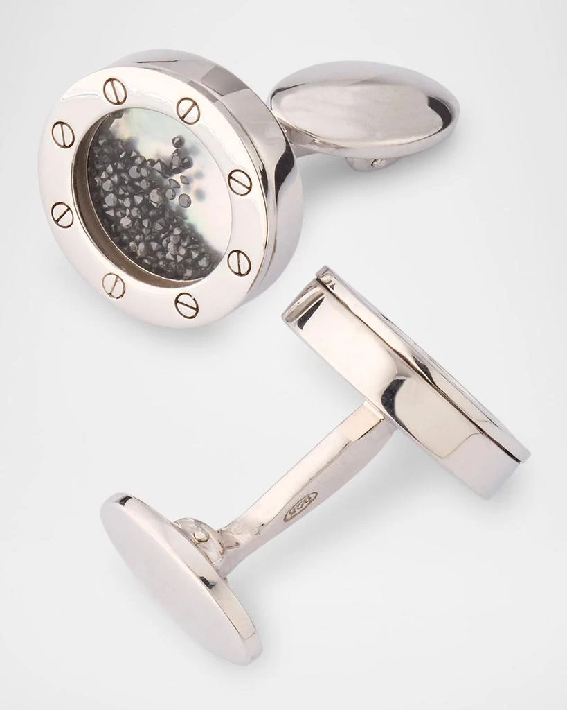 Jan Leslie Men's Sterling Silver Mother-Of-Pearl Cufflinks with Black Diamonds 4