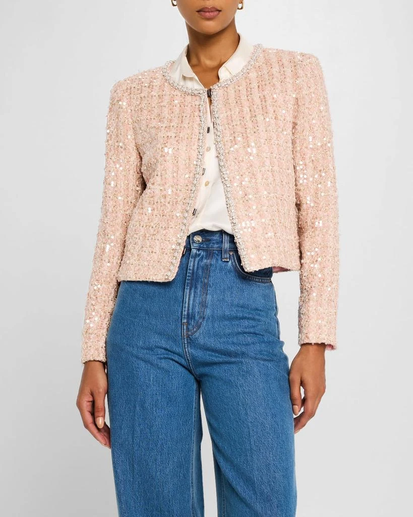 Alice + Olivia Kidman Embellished Plaid Tweed Boxy Jacket 4