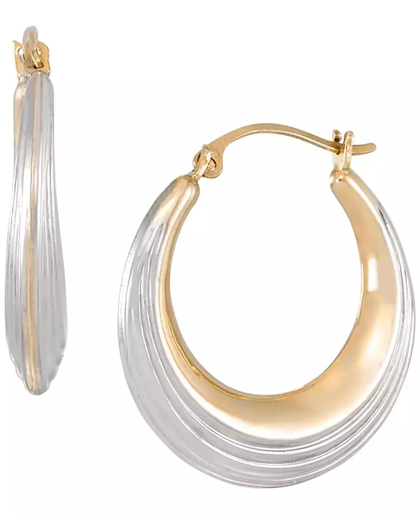 Macy's Two-Tone Hoop Earrings in 14k Yellow Gold Over Sterling Silver 1