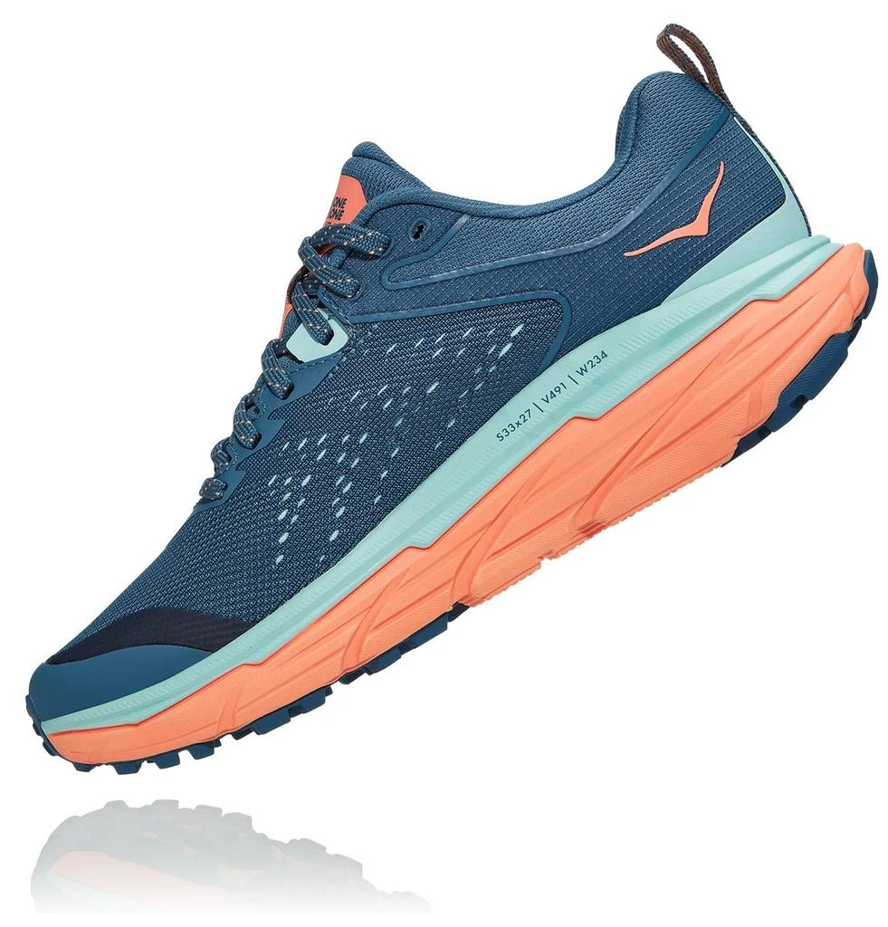 Hoka Women's Challenger Atr 6 Trail Running Shoes - Medium/b Width In Real Teal/cantaloupe 3