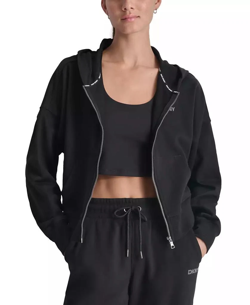 DKNY Sport Women's Rhinestone Logo Full-Zip Hoodie 1
