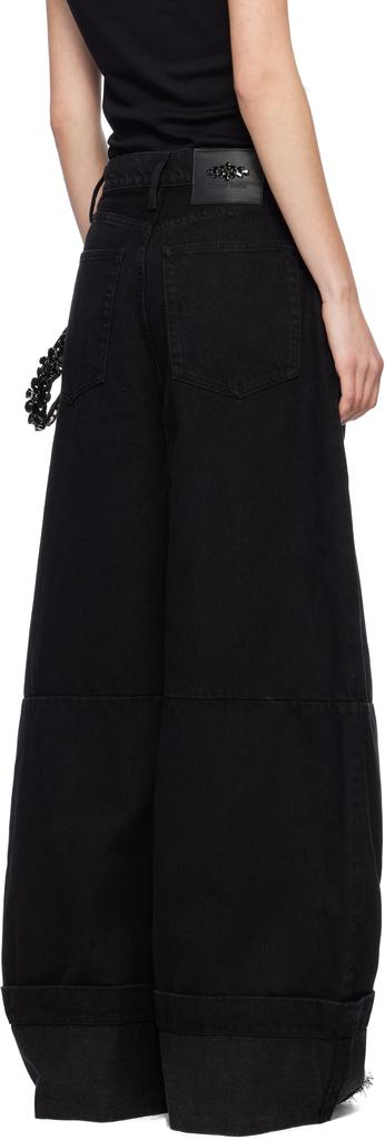 Shop Black Turbo Embellished Puddle Jeans on Sale at BeyondStyle