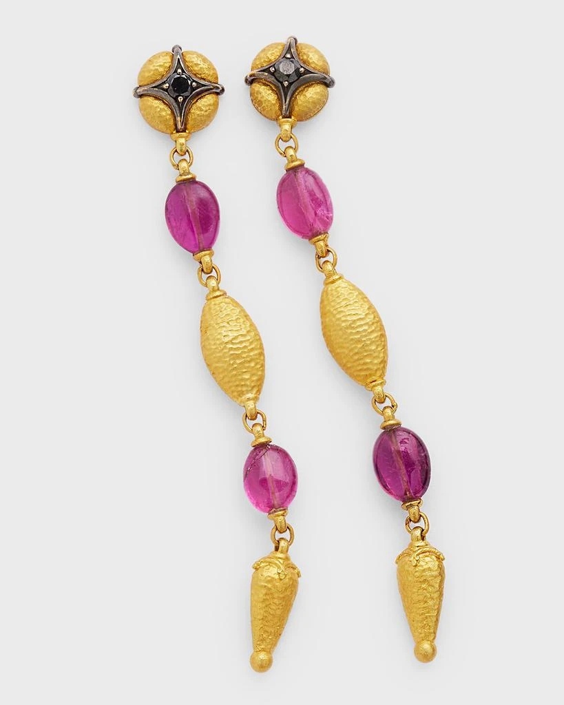 Konstantino 18K Gold Topaz and Tourmaline Drop Earrings 3