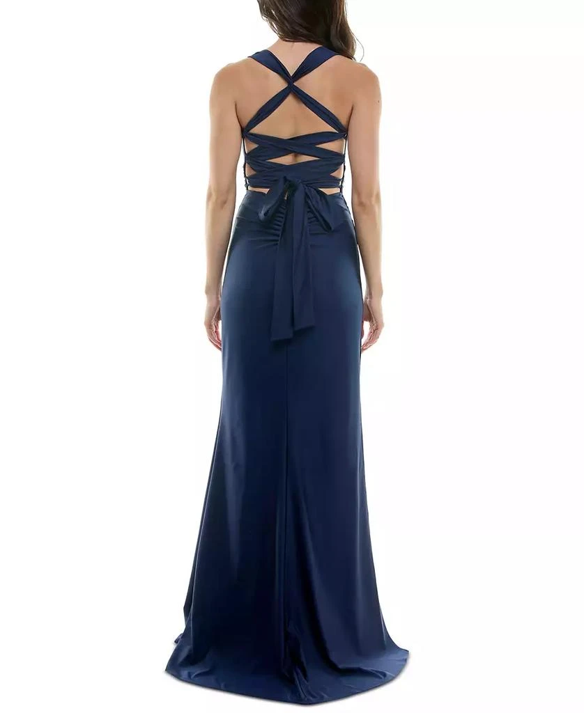 B Darlin Juniors' Satin Lace-Up-Back Corset Gown 2