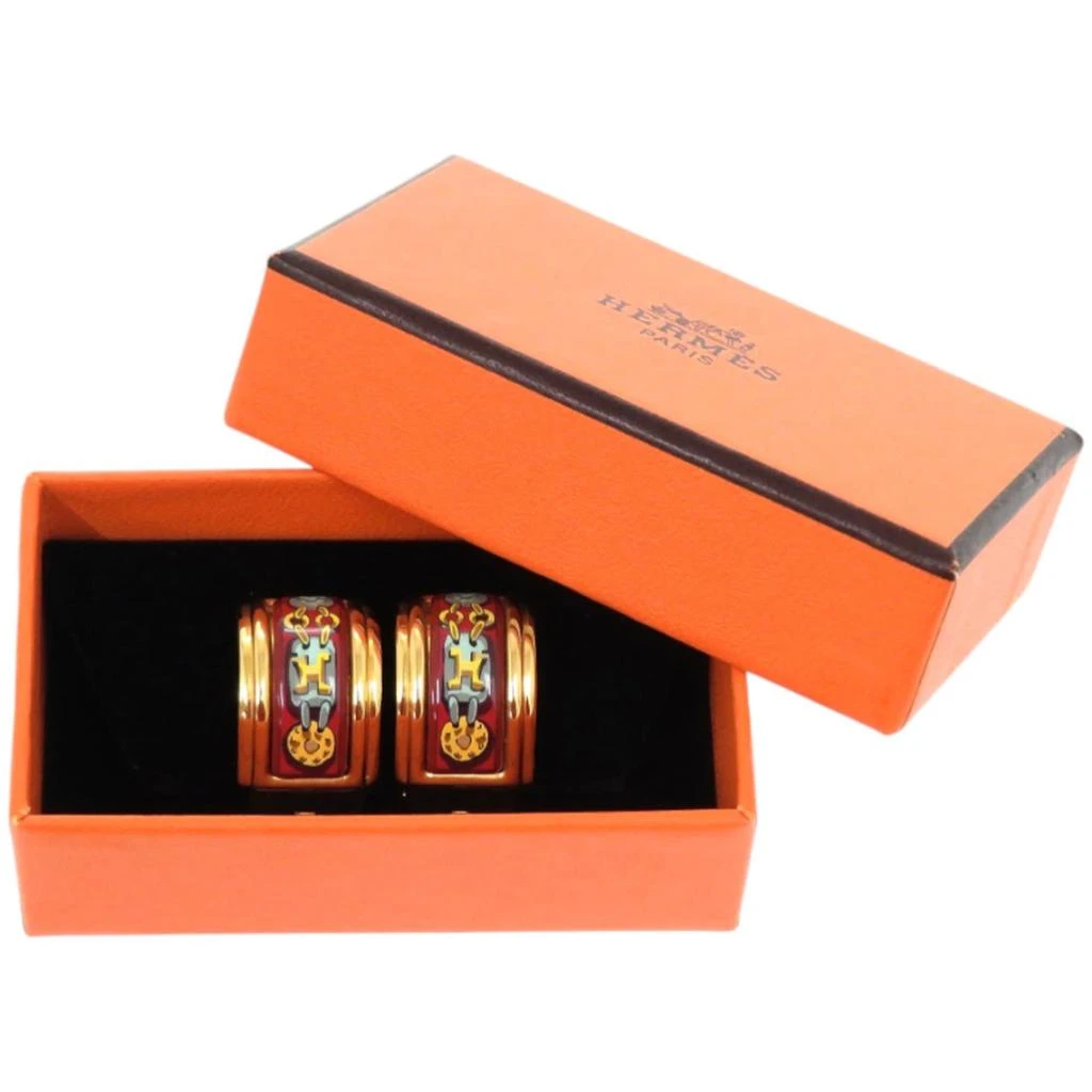 Hermes blue Color yellow Metal Clip Earrings (Pre-Owned) 2