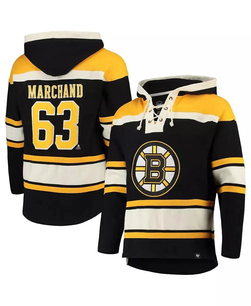 47 Brand Men's Brad Marchand Black Boston Bruins Player Lacer Pullover Hoodie 1
