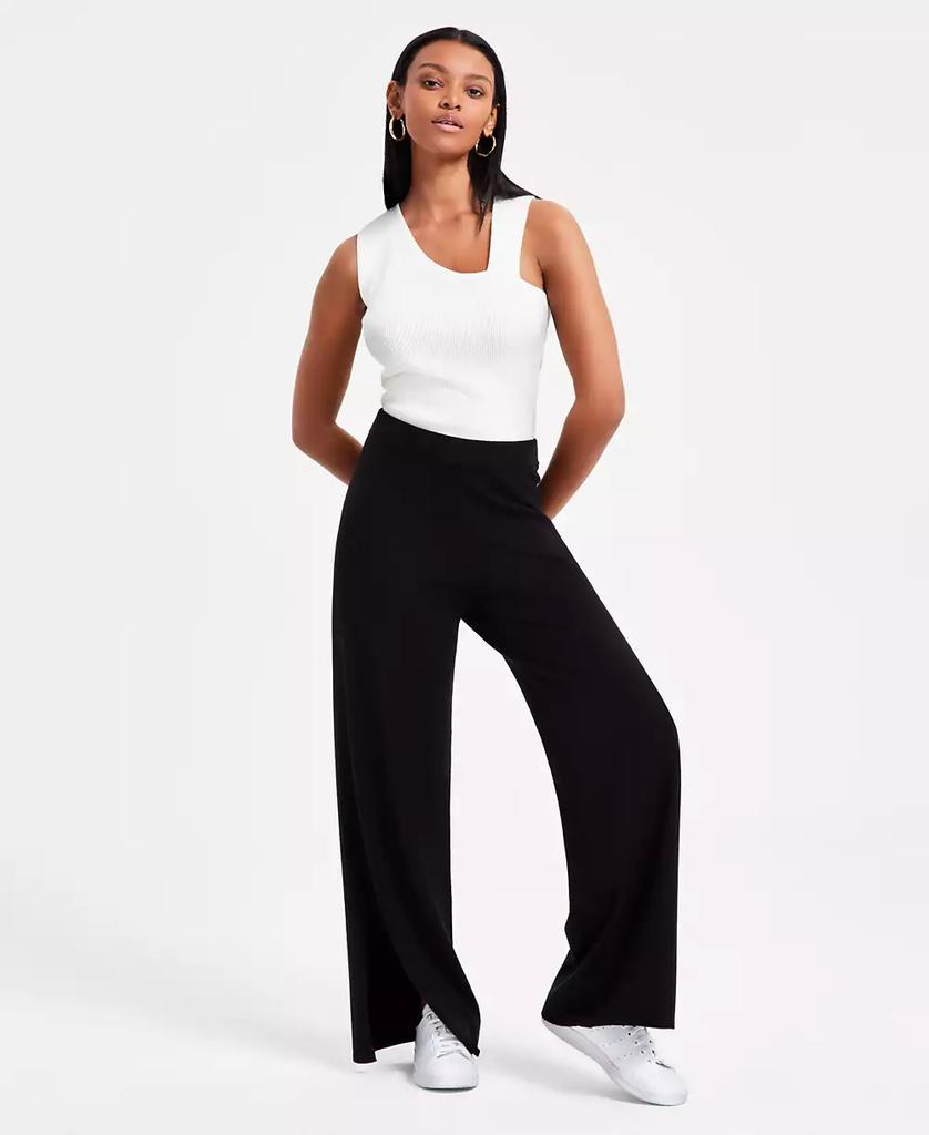 Bar III Women's Sweater-Knit Slit-Hem Pants, Exclusively at Macy's