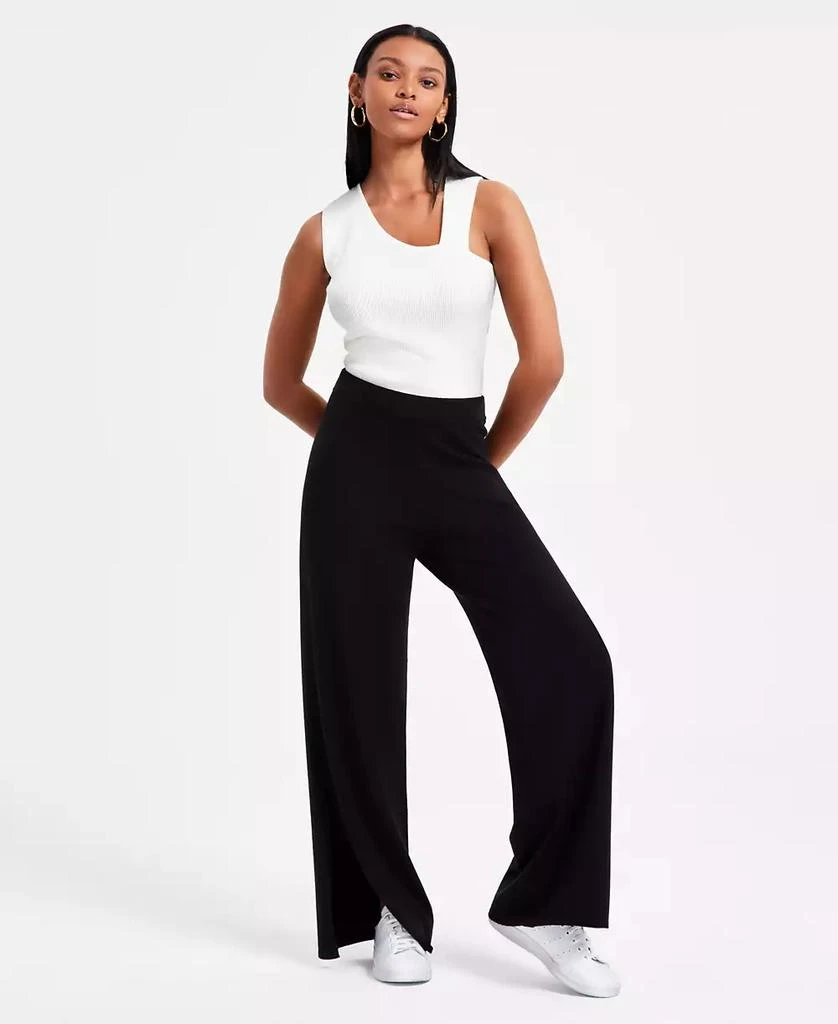 Bar III Women's Sweater-Knit Slit-Hem Pants, Exclusively at Macy's 1