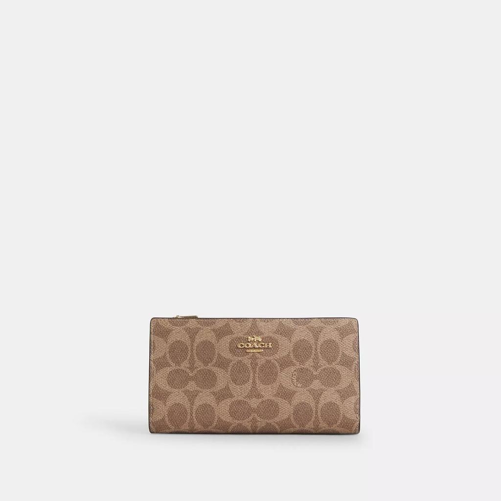 Coach Slim Zip Wallet In Signature Canvas