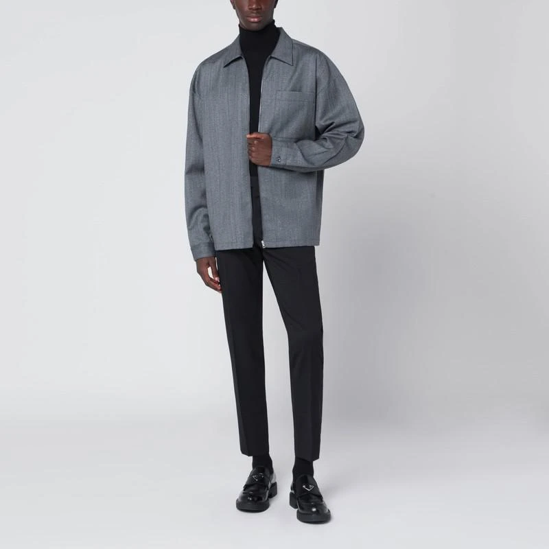 Prada Gray wool overshirt with zip 2