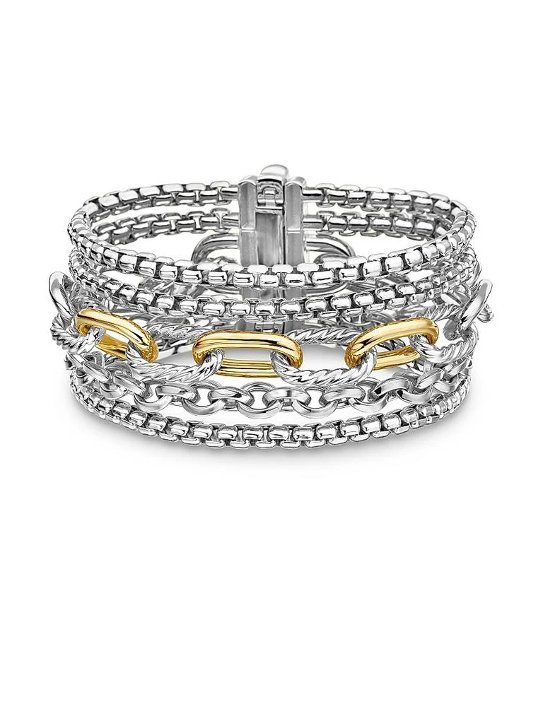 David Yurman Multi-Row Chain Bracelet with 18K Yellow Gold 4