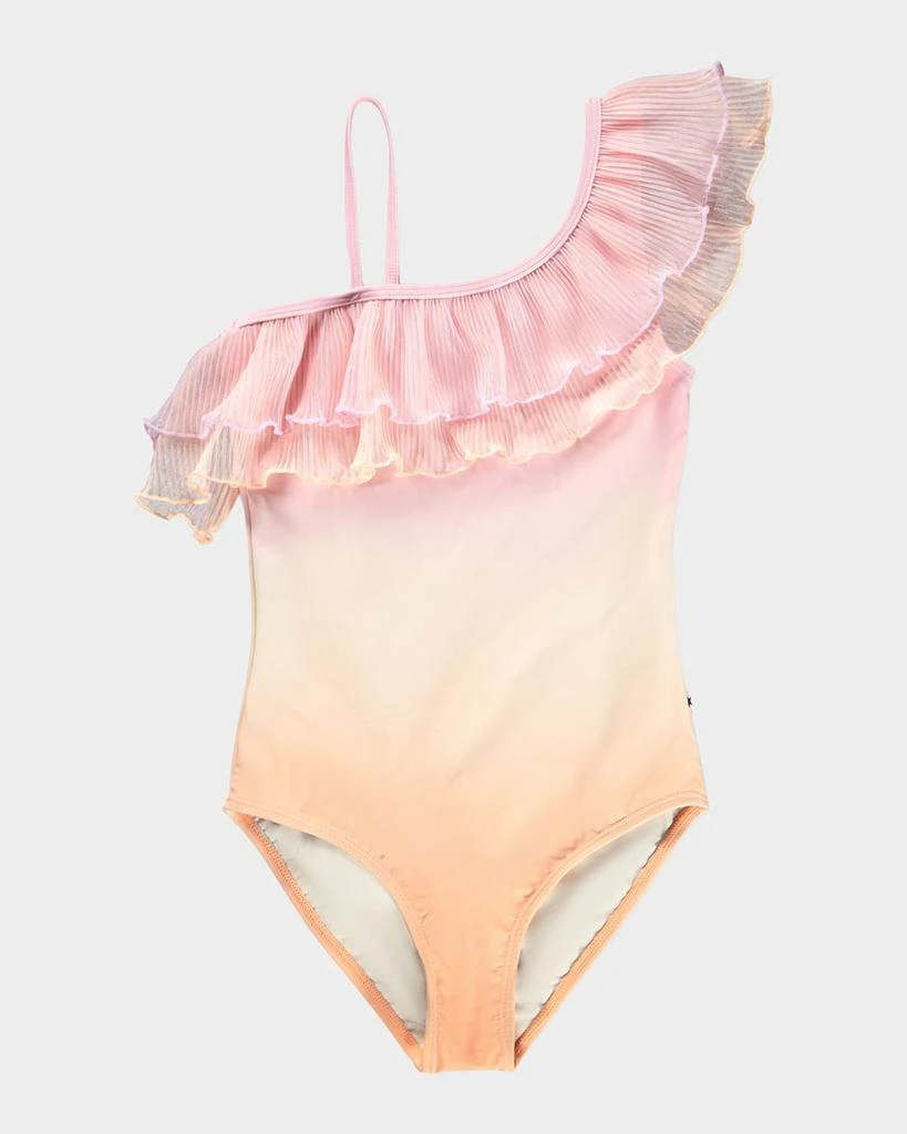 MOLO Girl's Nilla Asymmetric-Ruffle One-Piece Swimsuit, Size 3-10 1