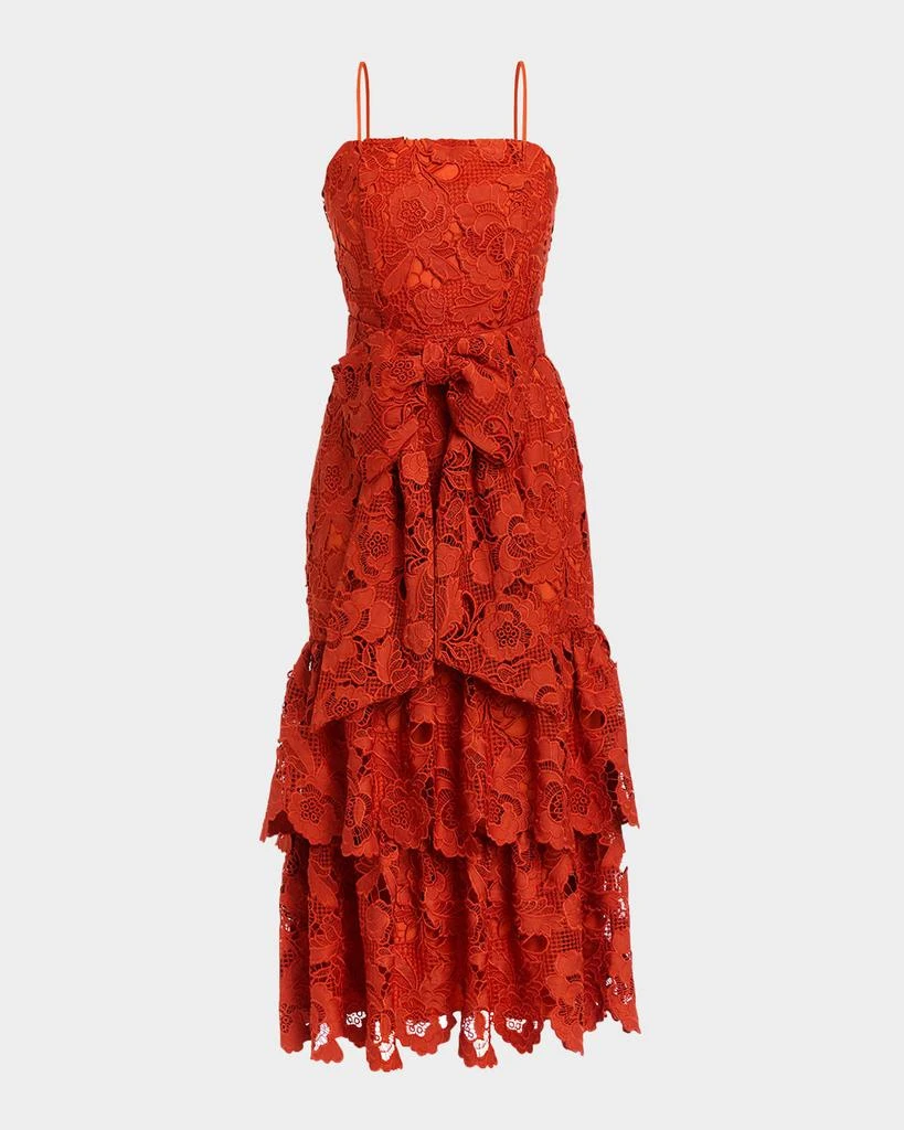 Mestiza New York Vanessa Ruffle Tiered Floral Lace Midi Dress 1