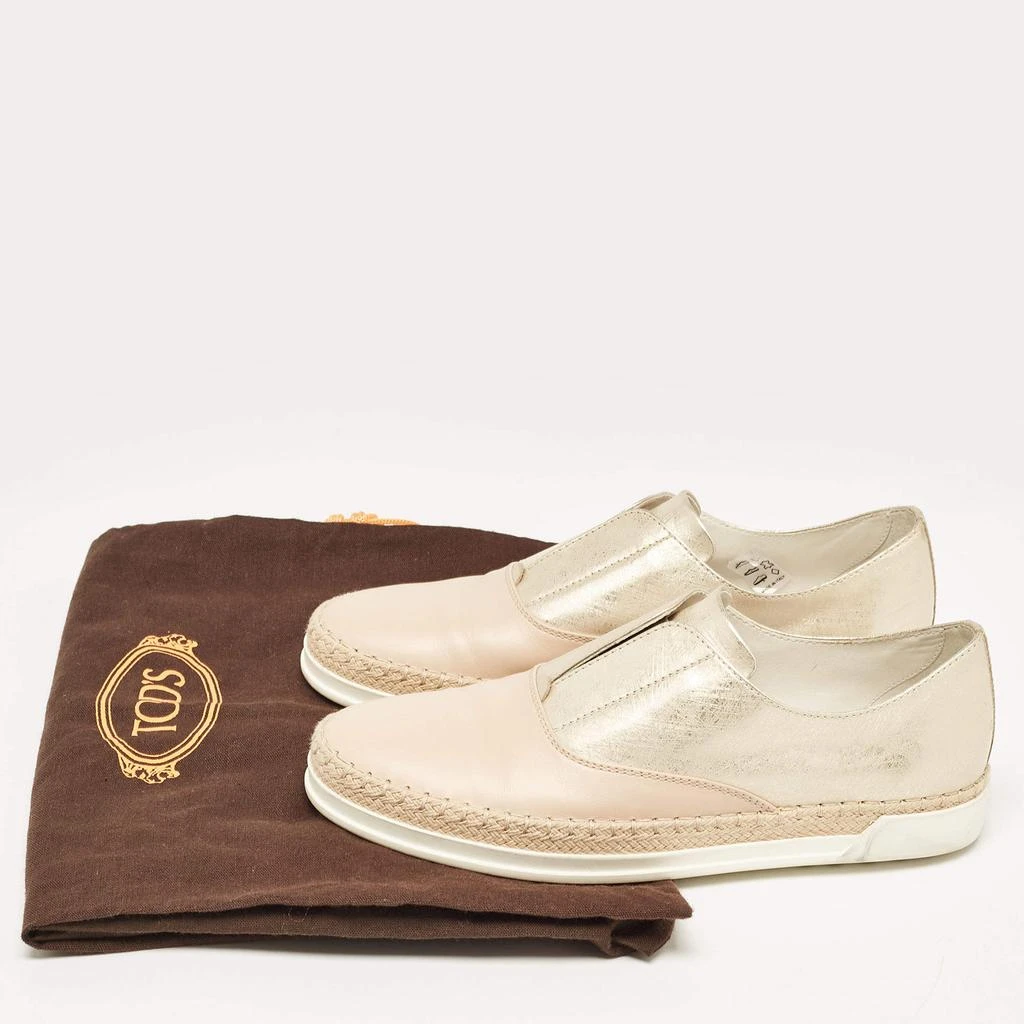 Tod's Tod's Beige/Gold Leather Espadrille Flat Size 36 9