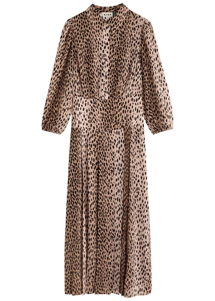 knee length dresses for ladies Rhea Square Neck Leopard Print Midi Dress Brown main image 0