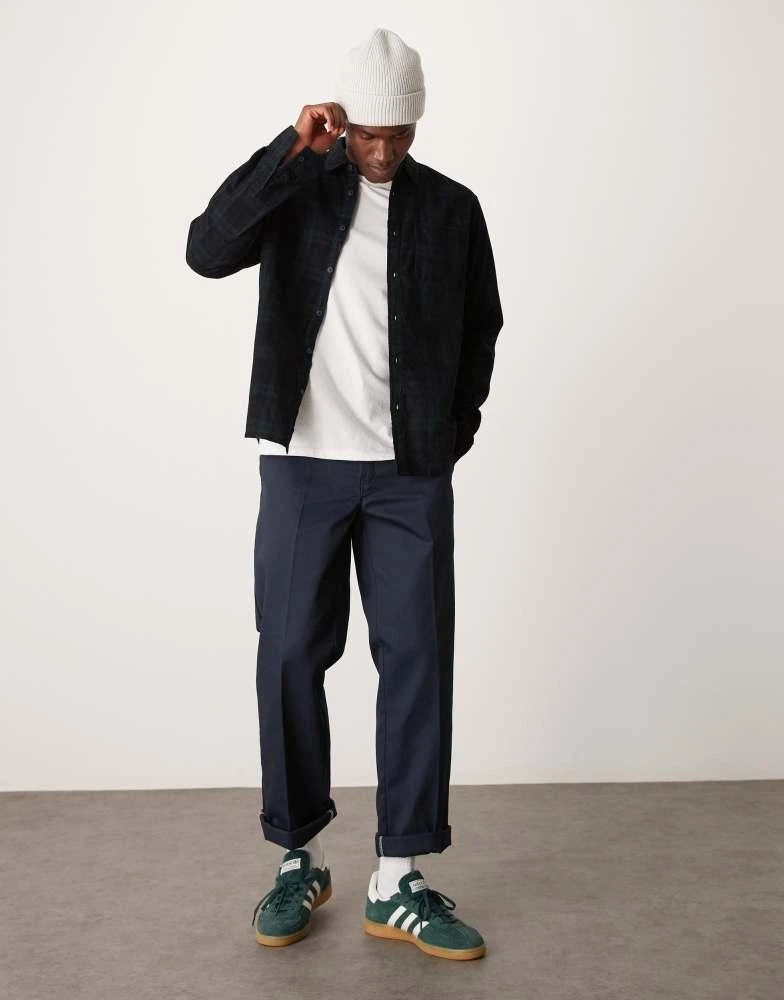 New Look New Look cord check shirt in green and navy 4