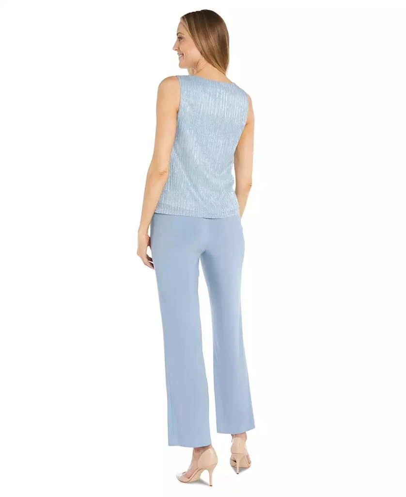 R & M Richards Women's Metallic Jacket, Necklace Top & Pants Set 4
