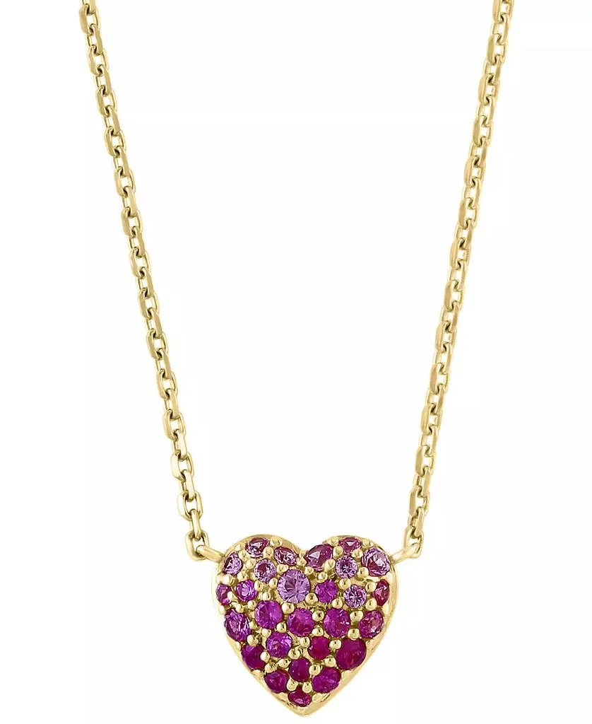 Effy EFFY® Pink Sapphire (1/3 ct. t.w.)
Ruby (3/8 ct. t.w.) Heart Ombré Cluster Pendant Necklace in 14k Gold, 18" + 1" extender 3
