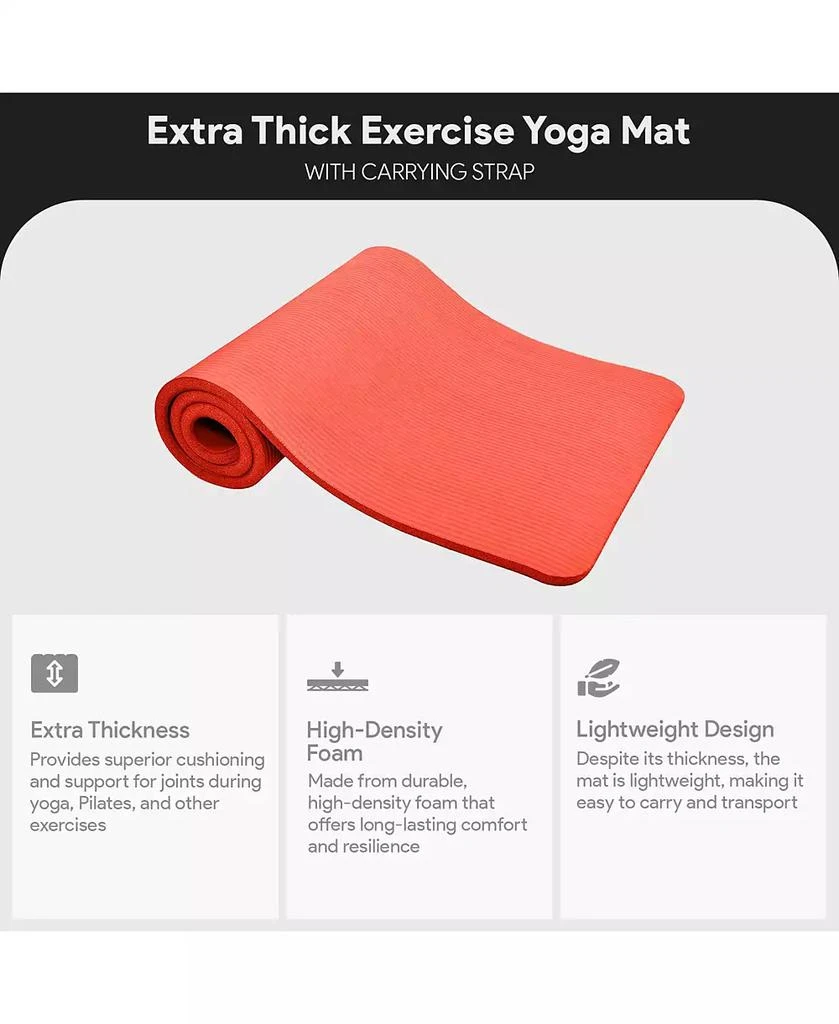 BalanceFrom Fitness GoCloud 1" Extra Thick Exercise Mat w/Carrying Strap, Red 2