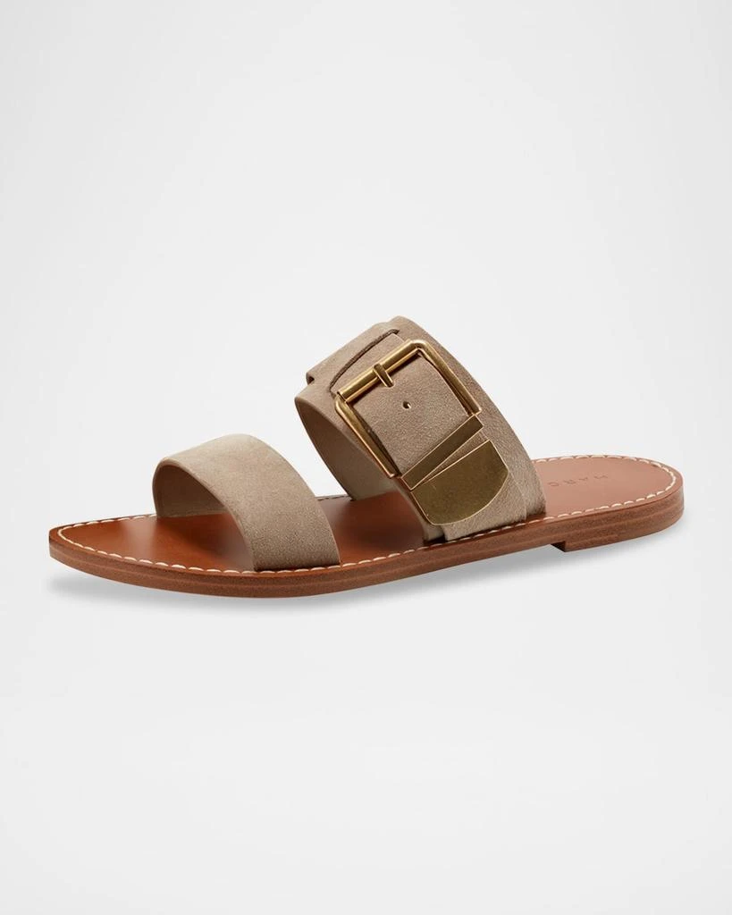 Marc Fisher Hallyn Suede Buckle Dual-Band Slide Sandals 4