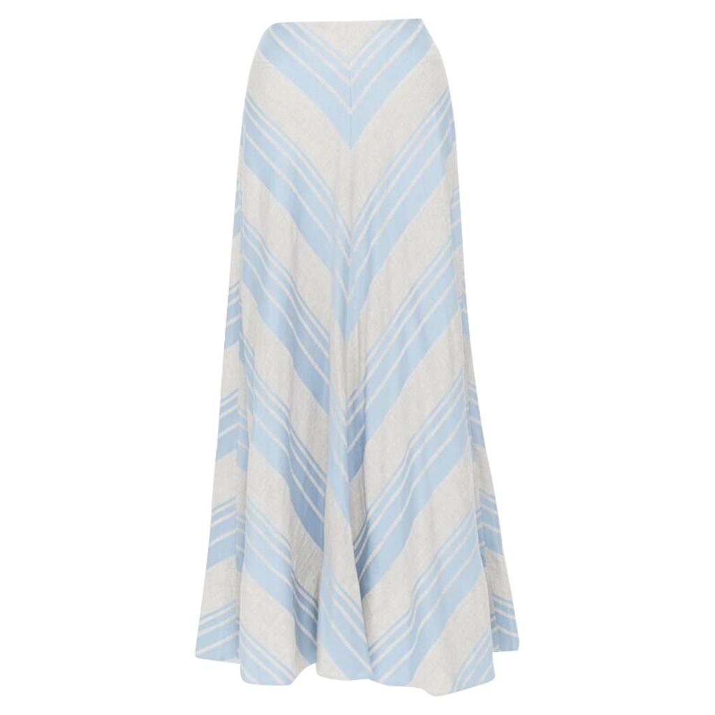 Lee Mathews Lee Matthews striped linen cotton midi casual skirt