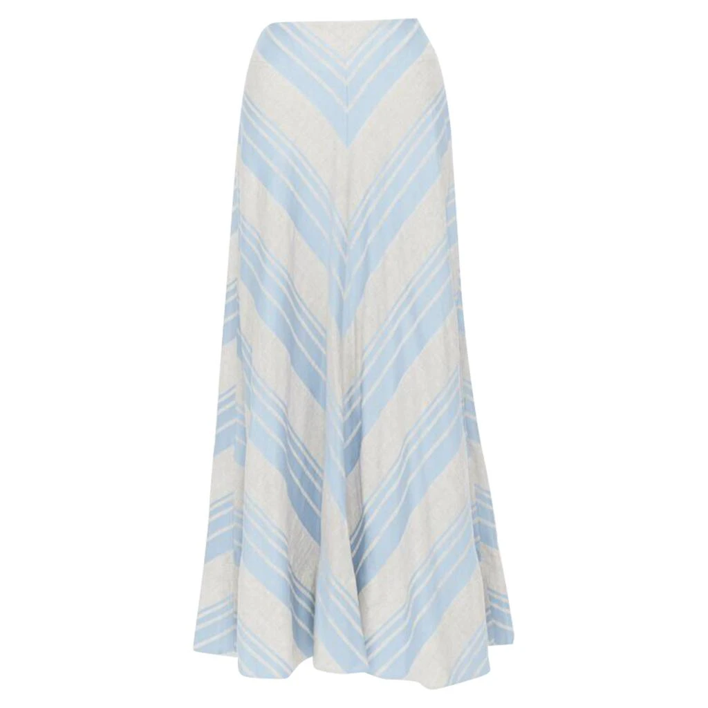 Lee Mathews Lee Matthews striped linen cotton midi casual skirt 1