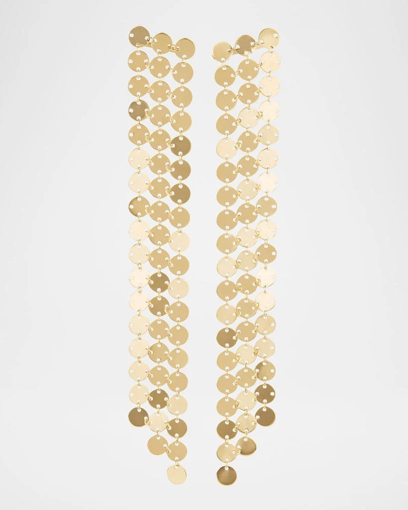 LANA 14K Yellow Gold 3-Strand Long Laser Disc Chainmail Fringe Earrings