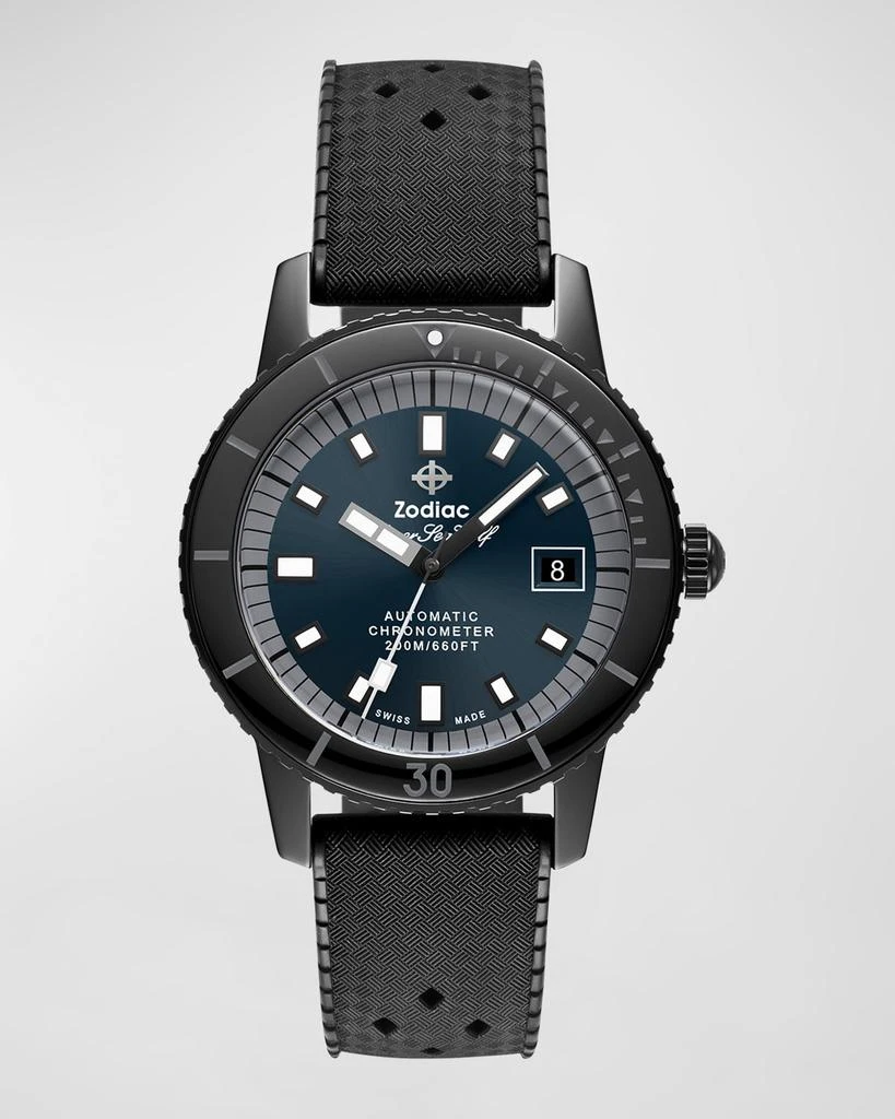 ZODIAC Men's Super Sea Wolf STP 1-11 Automatic Three-Hand Date Rubber Watch, 40mm 1