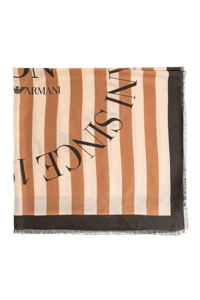 Emporio Armani Emporio Armani Logo Printed Fringed Scarf
