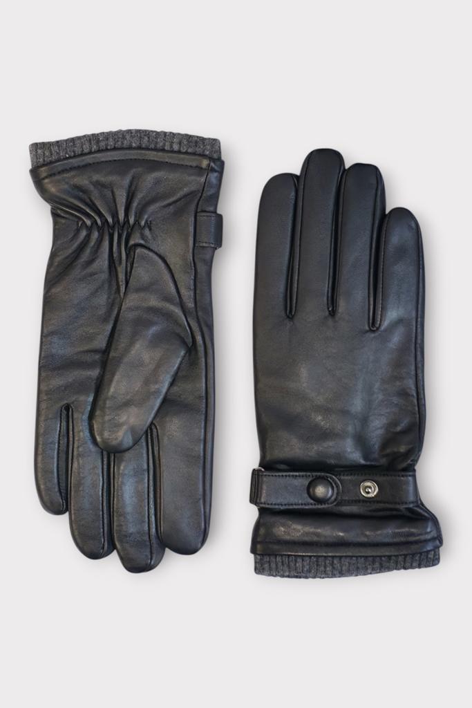 Infinity Leather Men’s Black Italian Leather Warm Wool Lining Winter Bike Riding Driving Casual Gloves