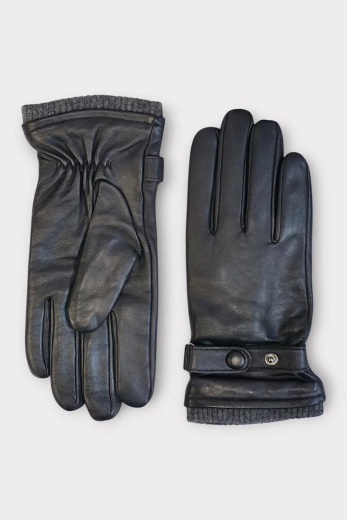 Infinity Leather Men’s Black Italian Leather Warm Wool Lining Winter Bike Riding Driving Casual Gloves 1