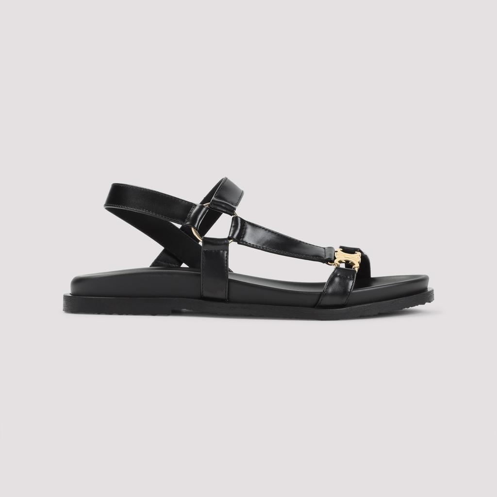 サンダル CELINE Triomphe sandals CELINE TRIOMPHE SANDAL IN LAMINATED CALFSKIN - GOLD/ SILVER
