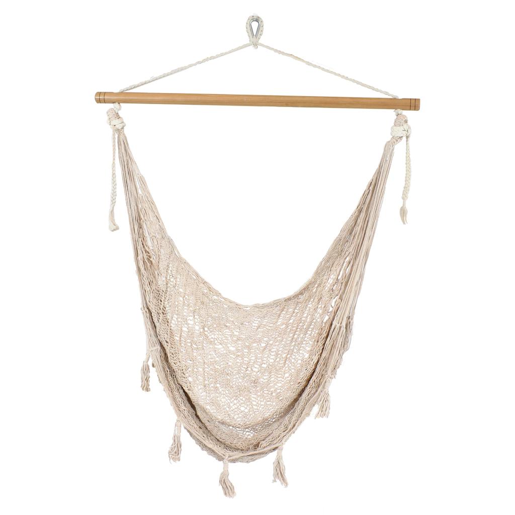 Sunnydaze Extra Large Lightweight Cotton/Nylon Rope Outdoor Mayan Hammock Chair - 330 lb Weight Capacity - Natural