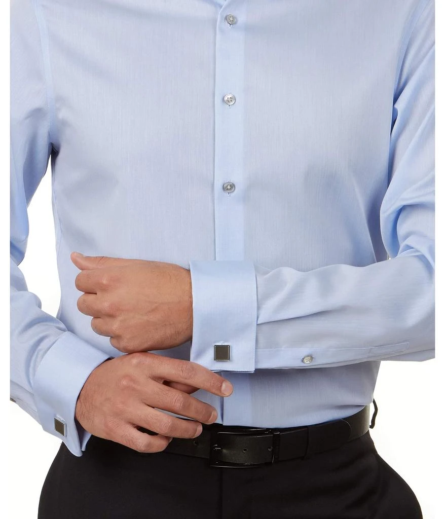Calvin Klein Dress Shirt Slim Fit Non Iron Solid French Cuff 3
