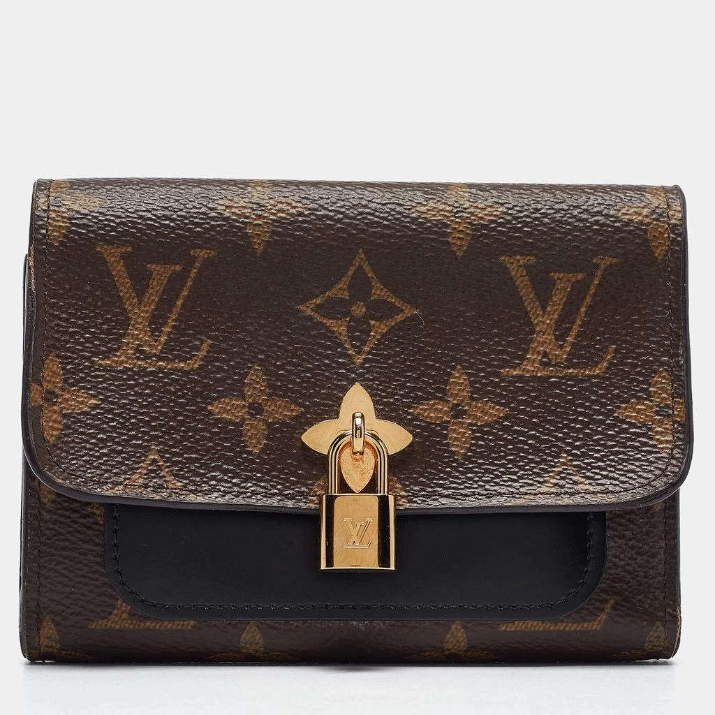 Louis Vuitton Louis Vuitton Black Monogram Canvas and Leather Flower Lock Wallet 1