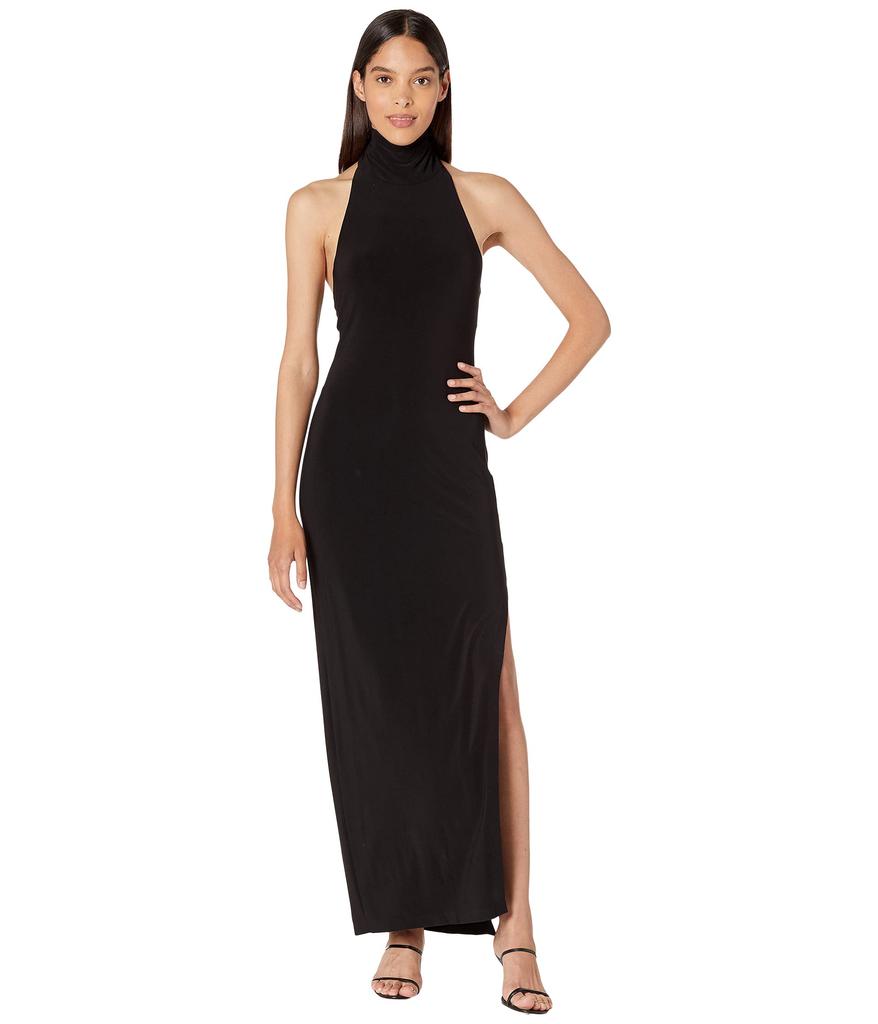 Norma Kamali Halter Turtle Side Slit Gown