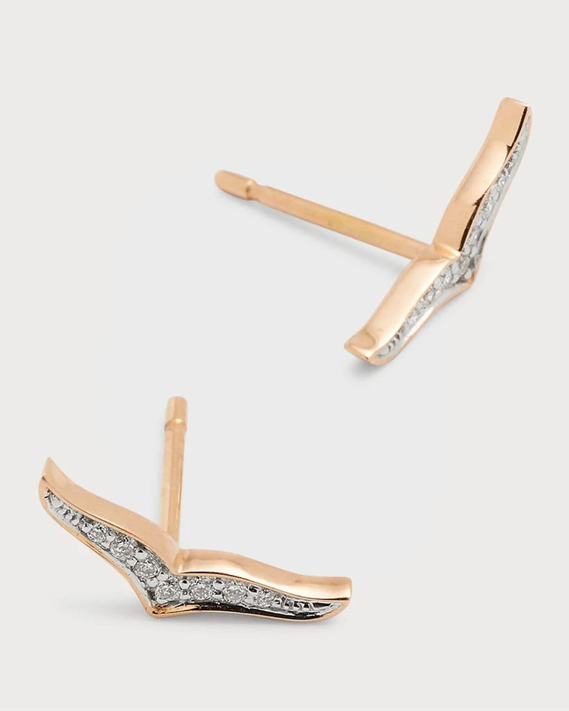 Ginette NY 18K Rose Gold Diamond Wise Stud Earrings 3