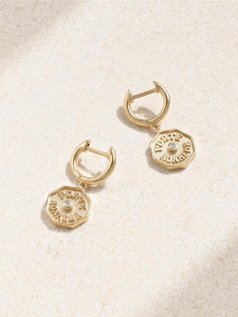 Marlo Laz Wee Porte Bonheur 14k 黄金钻石耳环 1