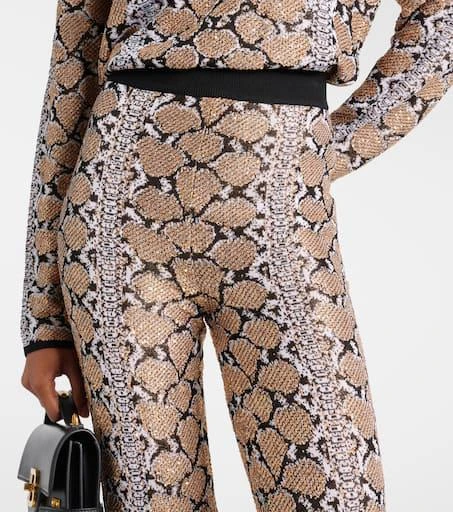 Balmain Snake-print flared pants 4