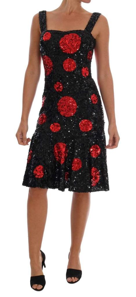 Dolce & Gabbana Dolce & Gabbana  Black Red Polka Sequined Shift Dress