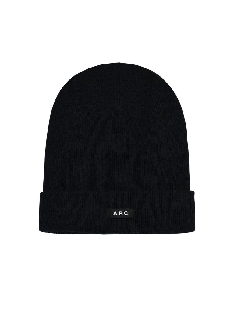 A.P.C. A.P.C. Logo Patch Ribbed Beanie 1