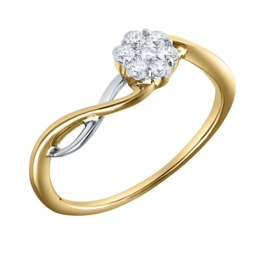 LuvMyJewelry Petalina 0.25 Ct Natural Diamond Floral 10K Gold Ring 2