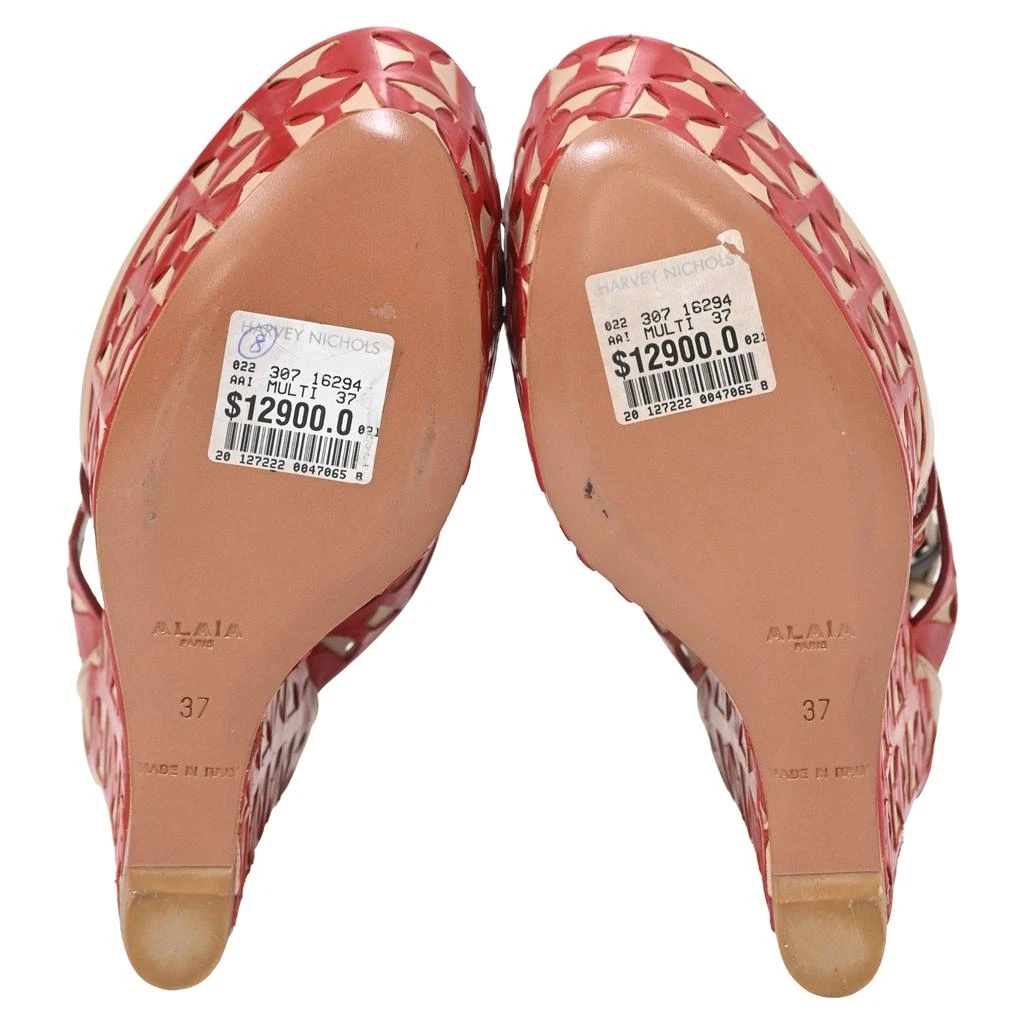 Alaïa Laser Cut Wedges in Red Leather 6
