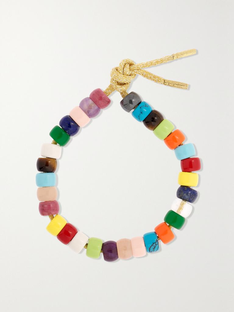 CAROLINA BUCCI Forte Rainbow 串珠、18k 黄金、卢勒克斯、多种宝石手链