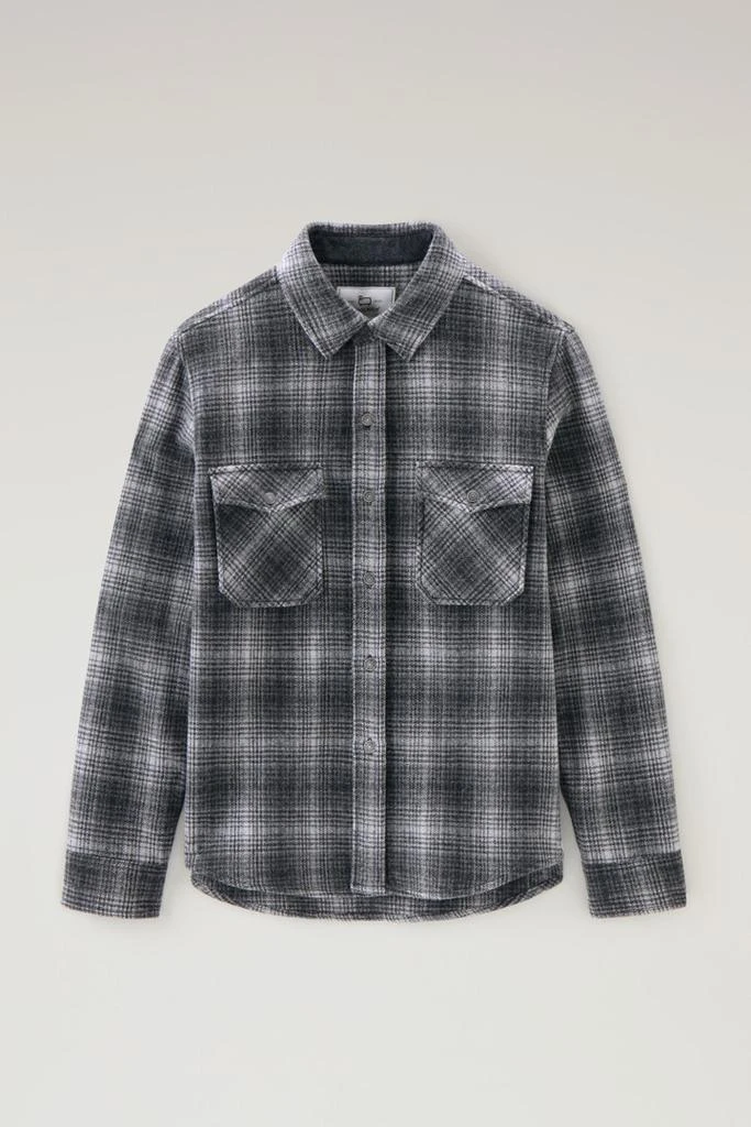 Woolrich Alaskan Check Overshirt in Recycled Italian Wool Blend - Men - Gray 1