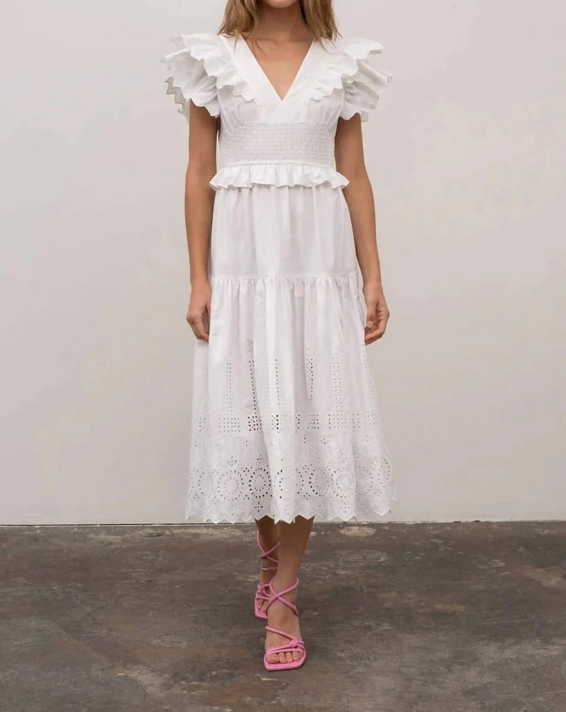 Moon River Moon River - Shirred Tiered Smock Ruffle Back-T 1