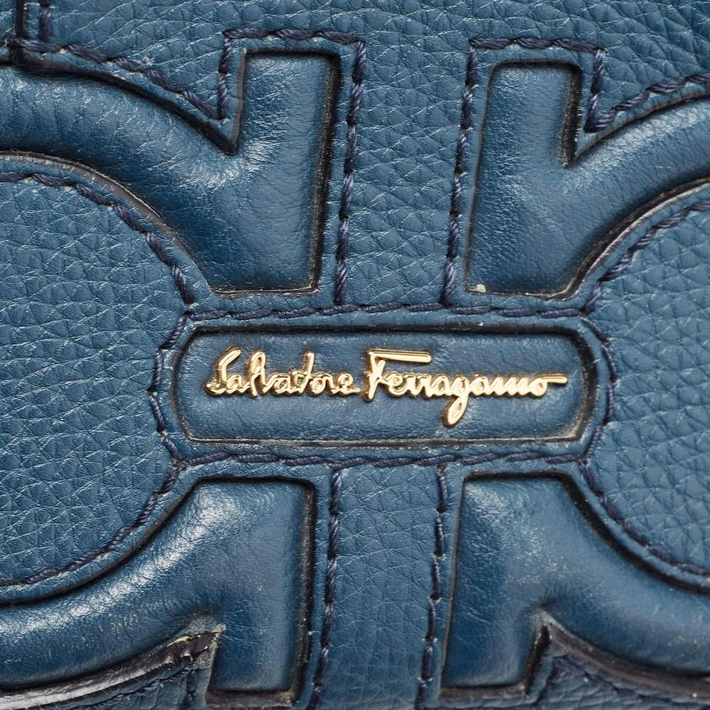 Salvatore Ferragamo Salvatore Ferragamo Teal Blue Leather Gancini Tote 6