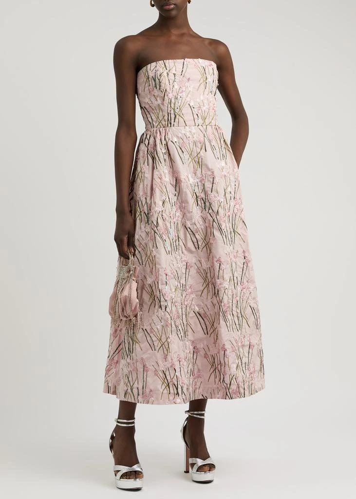 Bernadette Dette strapless floral-embroidered taffeta midi dress 4