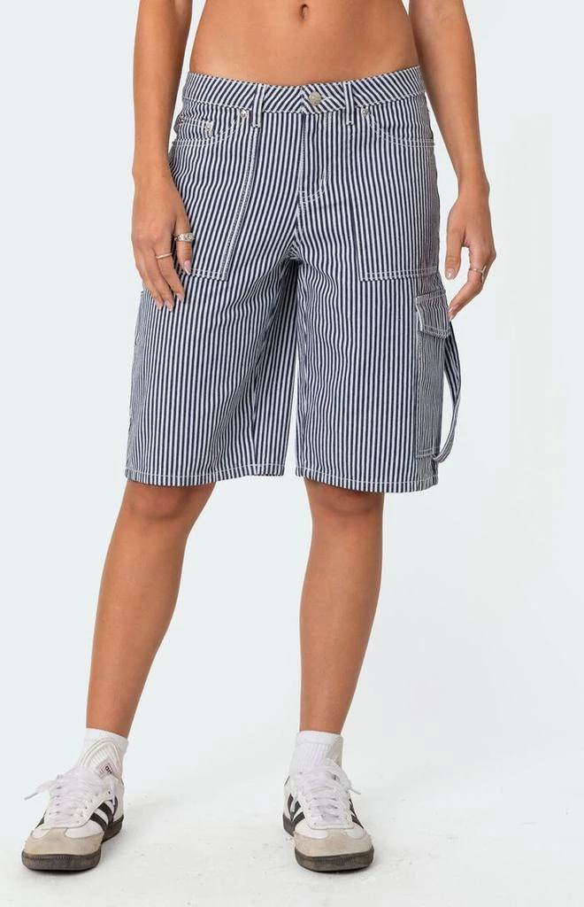 Edikted Friday Striped Low Rise Cargo Shorts 2